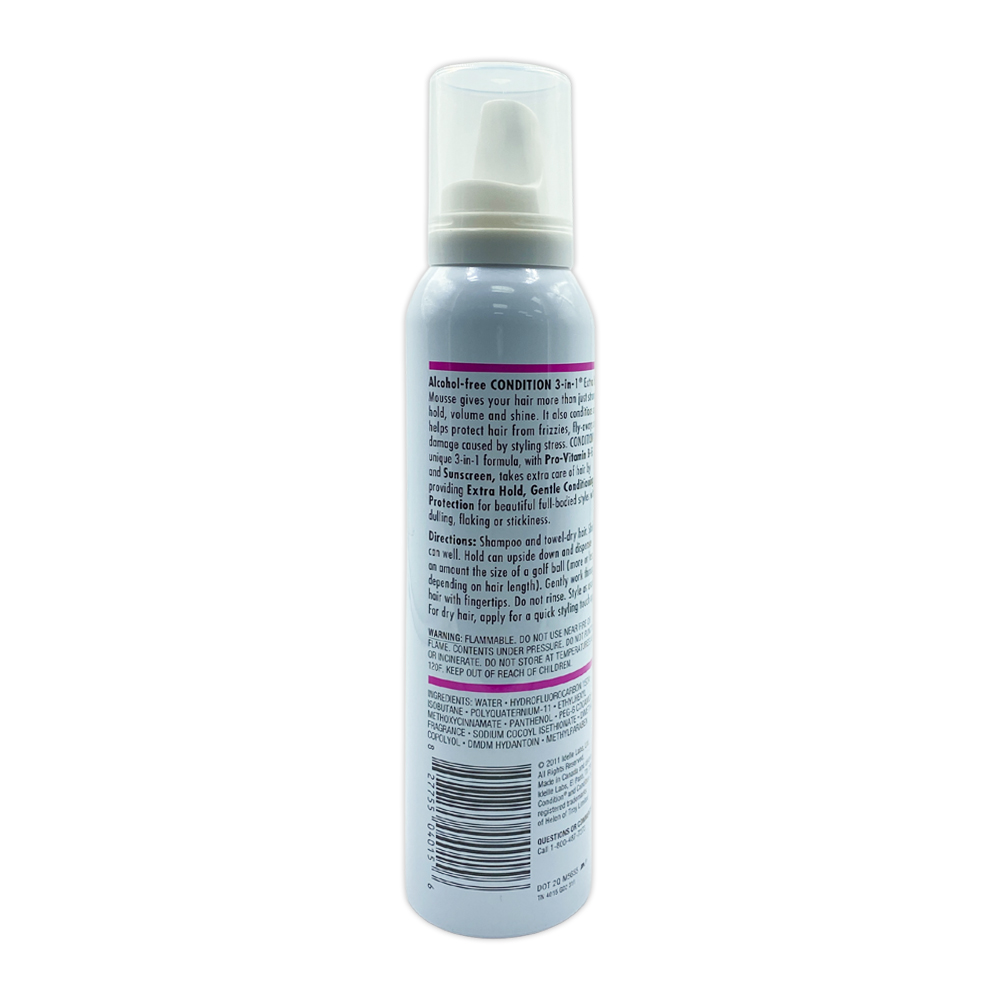 Condition 3 In 1 Hair Mousse Extra Hold With Sunscreen Volumizes Conditions Protects 6 Oz