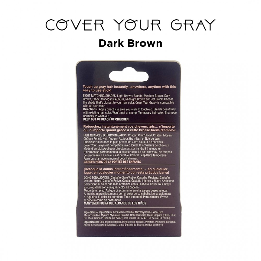 Free Shipping Cover Your Gray Hair Color Touch-Up Stick Instant Haircolor Lipstick Applicator - Dark Brown (3 Pack)