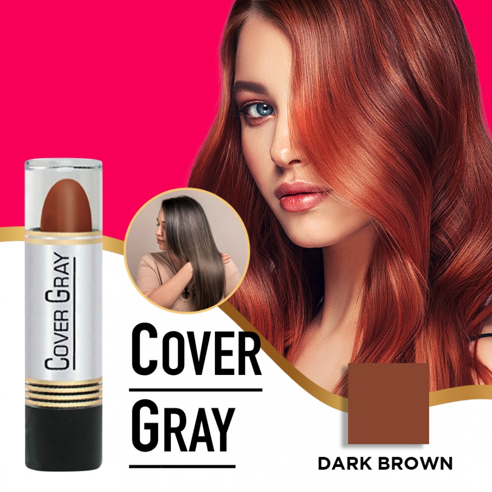 Free Shipping Cover Your Gray Hair Color Touch-Up Stick Instant Haircolor Lipstick Applicator - Dark Brown (3 Pack)