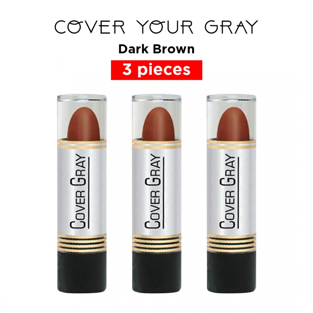 Free Shipping Cover Your Gray Hair Color Touch-Up Stick Instant Haircolor Lipstick Applicator - Dark Brown (3 Pack)