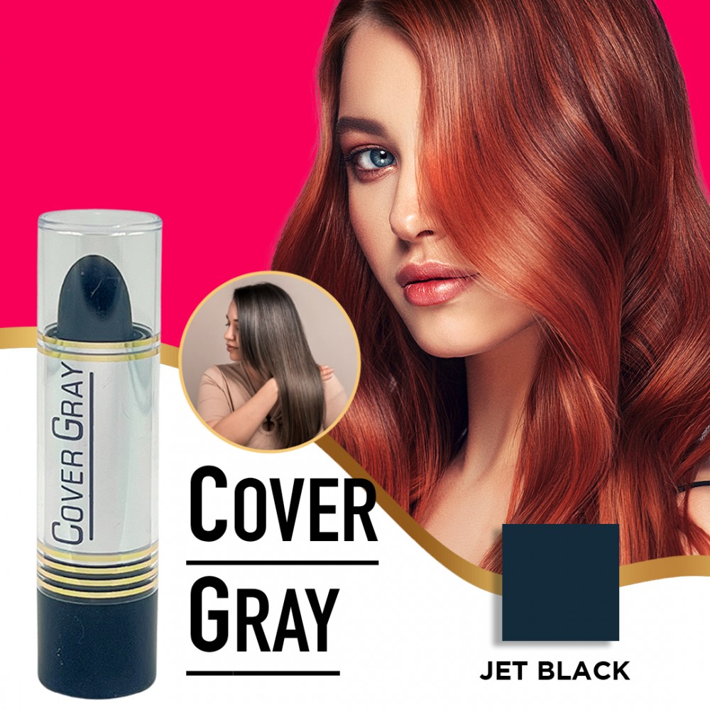 Free Shipping Cover Your Gray Hair Color Touch-Up Stick Instant Haircolor Lipstick Applicator - Jet Black (3 Pack)