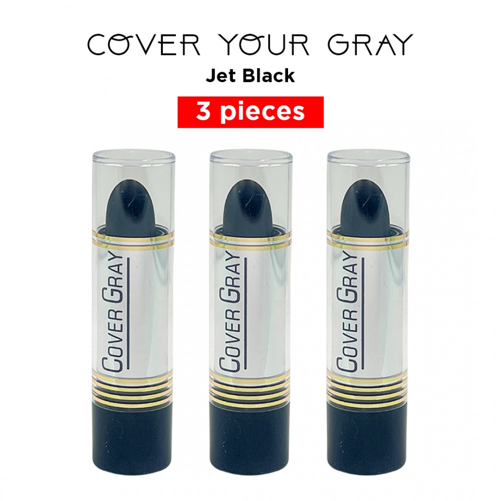 Free Shipping Cover Your Gray Hair Color Touch-Up Stick Instant Haircolor Lipstick Applicator - Jet Black (3 Pack)