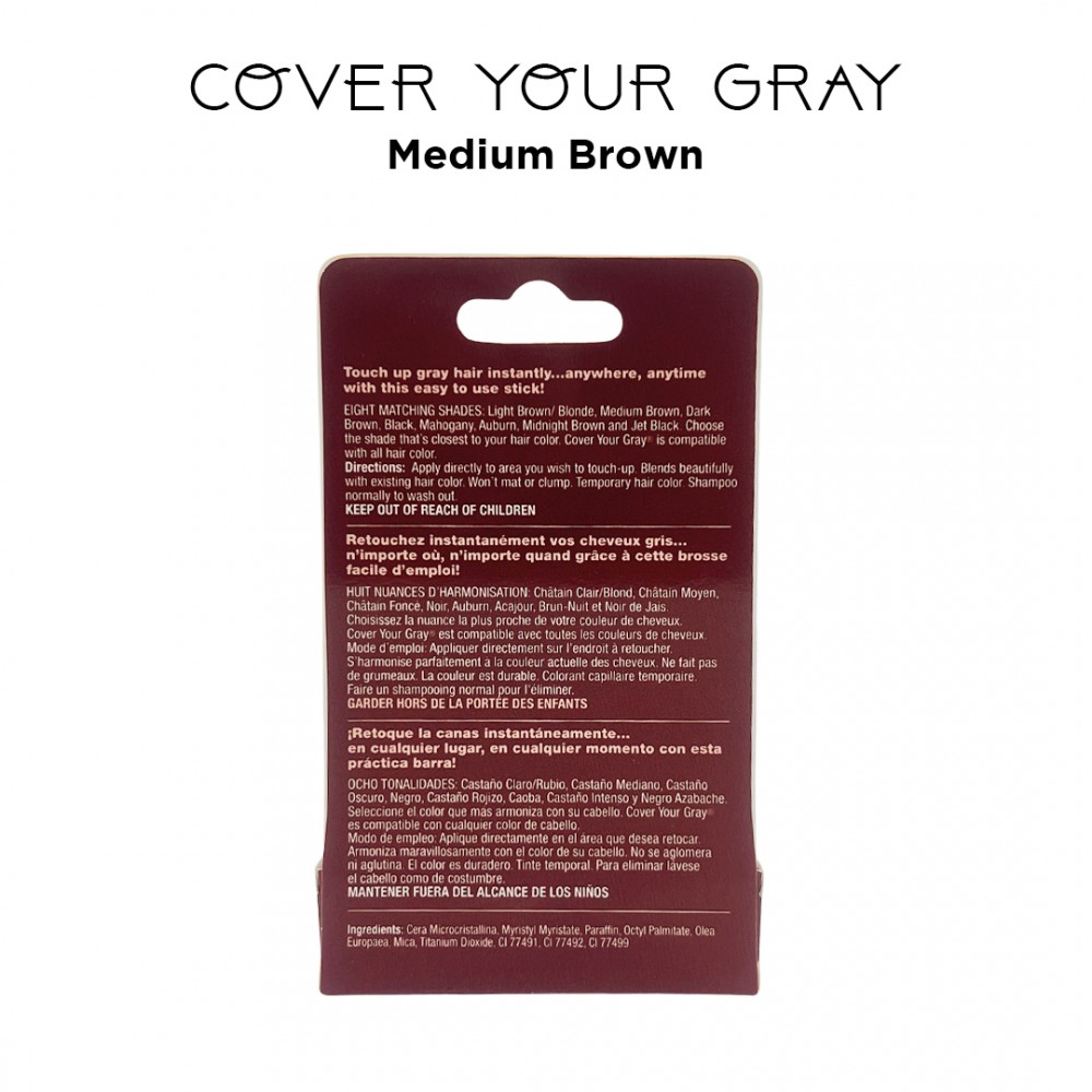 Free Shipping Cover Your Gray Hair Color Touch-Up Stick Instant Haircolor Lipstick Applicator - Medium Brown (3 Pack)