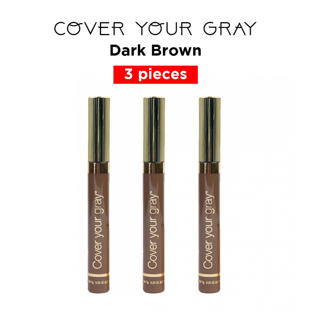 Free Shipping Cover Your Gray Brush-In Wand Waterproof Hair Color Touch-Up Mascara Wand Applicator - Dark Brown (3 Pack)