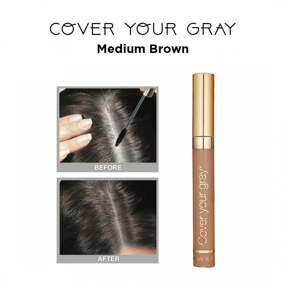 Free Shipping Cover Your Gray Brush-In Wand Waterproof Hair Color Touch-Up Mascara Wand Applicator - Medium Brown (3 Pack)