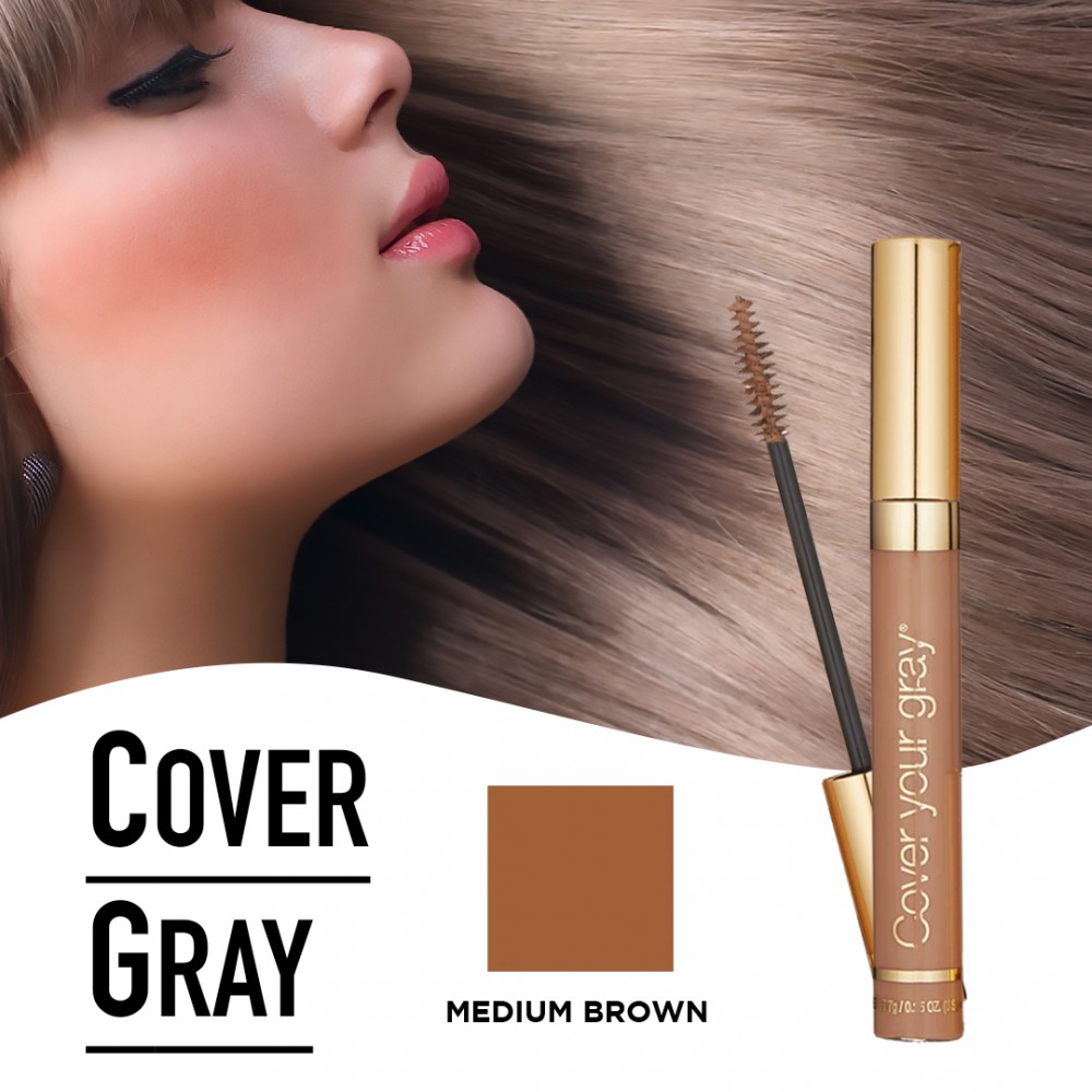Free Shipping Cover Your Gray Brush-In Wand Waterproof Hair Color Touch-Up Mascara Wand Applicator - Medium Brown (3 Pack)