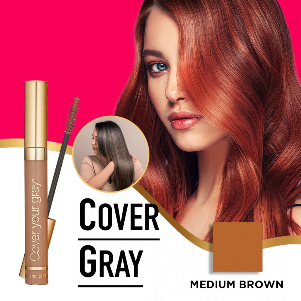 Free Shipping Cover Your Gray Brush-In Wand Waterproof Hair Color Touch-Up Mascara Wand Applicator - Medium Brown (3 Pack)