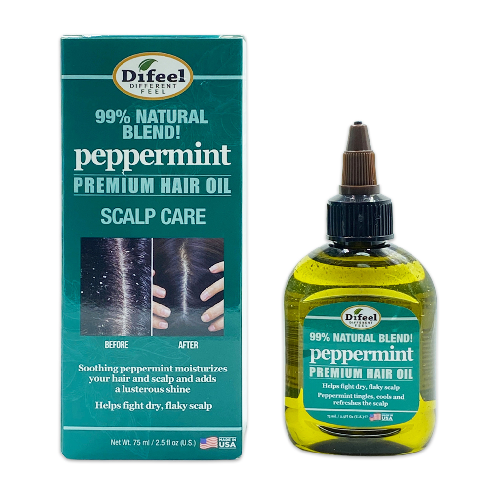 Difeel Different Feel 99% Natural Blend! Peppermint Premium Hair Oil Scalp Care Peppermint Moisturizes Your Hair And Scalp Hair Oil 2.5 Oz