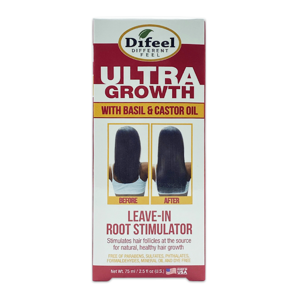 Difeel Different Feel Ultra Growth With Basil & Castor Oil Leave In Root Stimulator Stimulates Hair Follicles At The Source For Natural Healthy Hair Growth Hair Oil 2.5 Oz