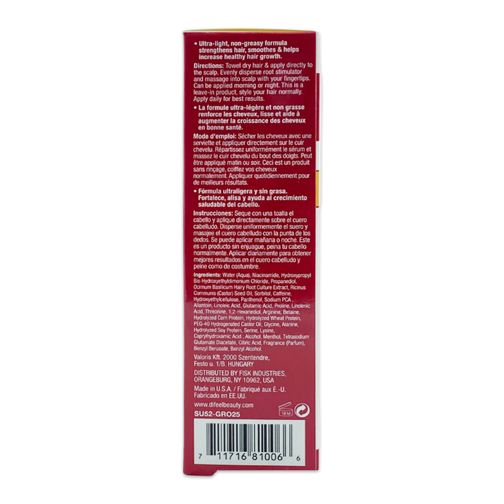 Difeel Different Feel Ultra Growth With Basil & Castor Oil Leave In Root Stimulator Stimulates Hair Follicles At The Source For Natural Healthy Hair Growth Hair Oil 2.5 Oz