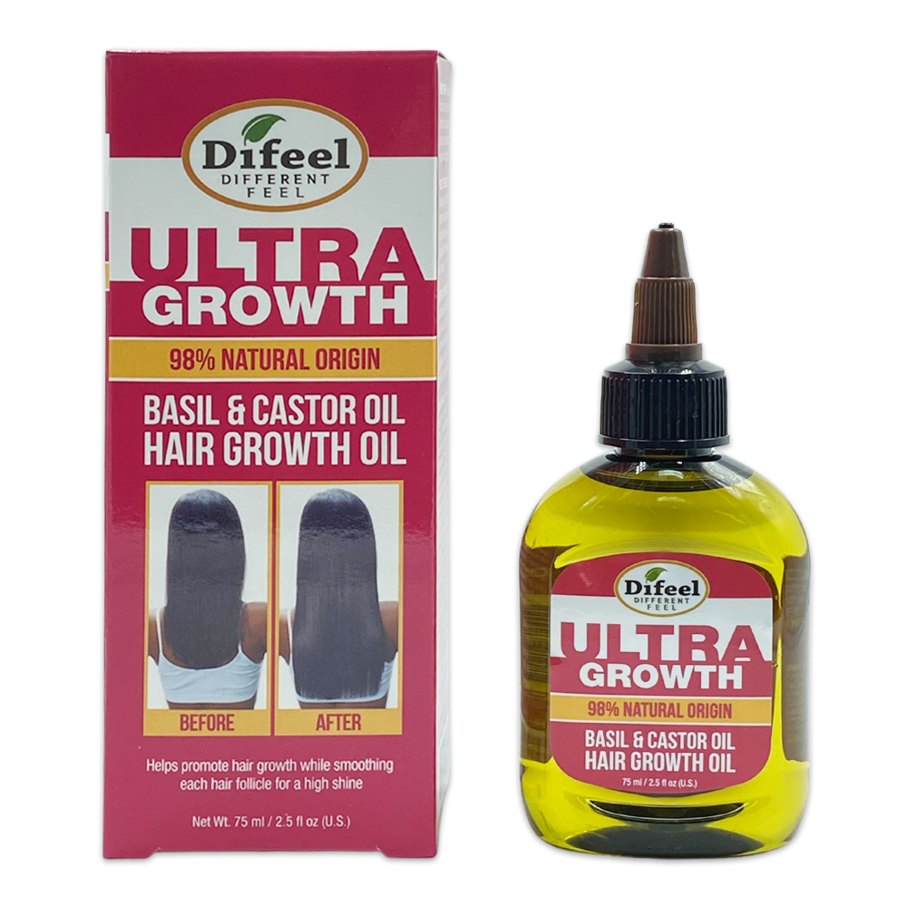 Difeel Different Feel Ultra Growth 98% Natural Origin Basil And Castor Oil Hair Growth Oil Hair Oil 2.5 Oz