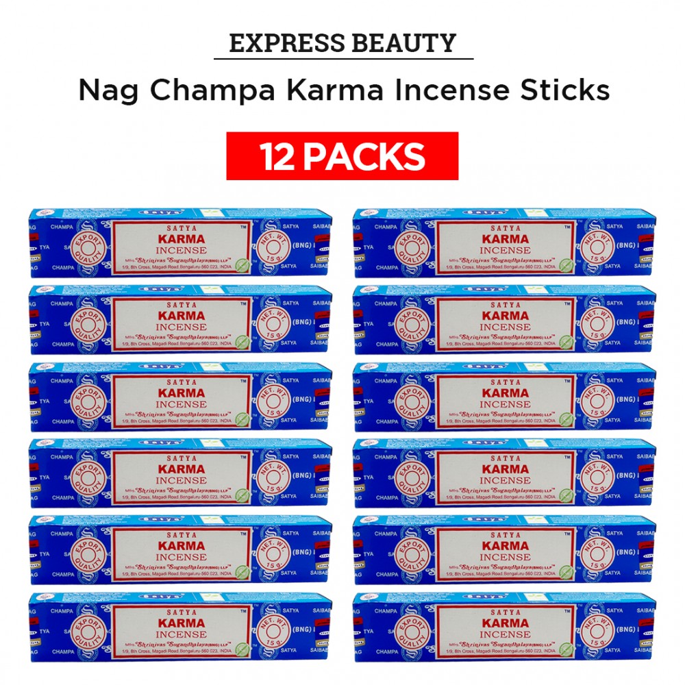 Free Shipping Easy Shine Beauty Nag Champa Karma Incense Sticks, Authentic Agarbatti for Relaxation and Non-Toxic Incense - (12 Pack Set)