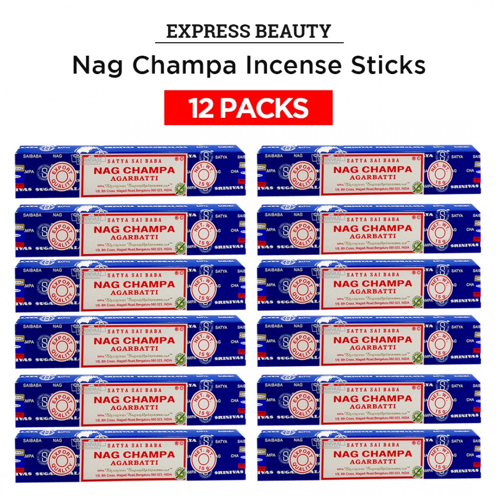 Free Shipping Easy Shine Beauty Nag Champa Incense Sticks, Authentic Agarbatti for Relaxation and Non-Toxic Incense - (12 Pack Set)