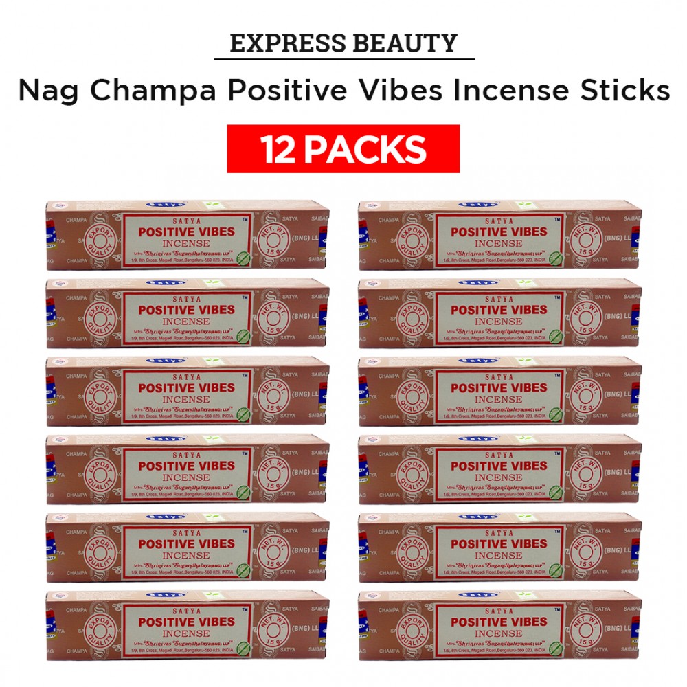 Free Shipping Easy Shine Beauty Nag Champa Positive Vibes Incense Sticks, Authentic Agarbatti for Relaxation and Non-Toxic Incense - (12 Pack Set)