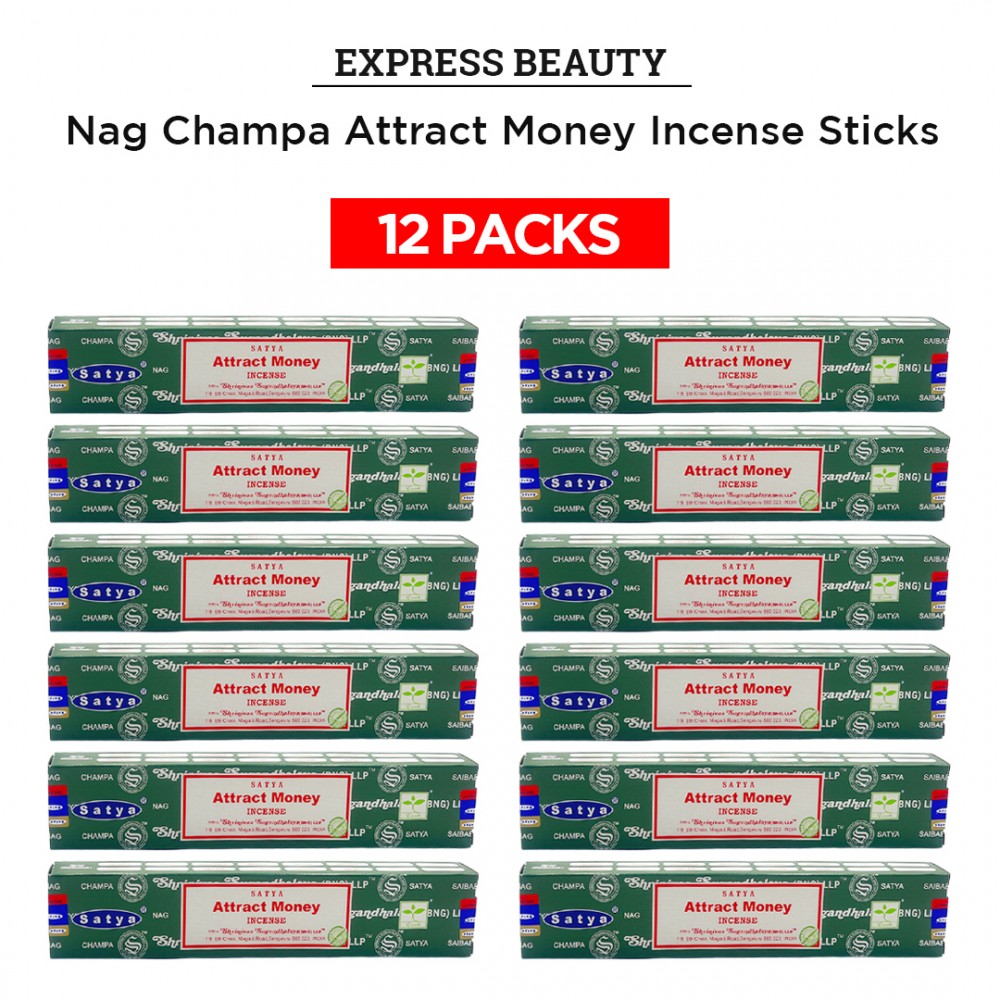 Free Shipping Easy Shine Beauty Nag Champa Attract Money Incense Sticks, Authentic Agarbatti for Relaxation and Non-Toxic Incense - (12 Pack Set)