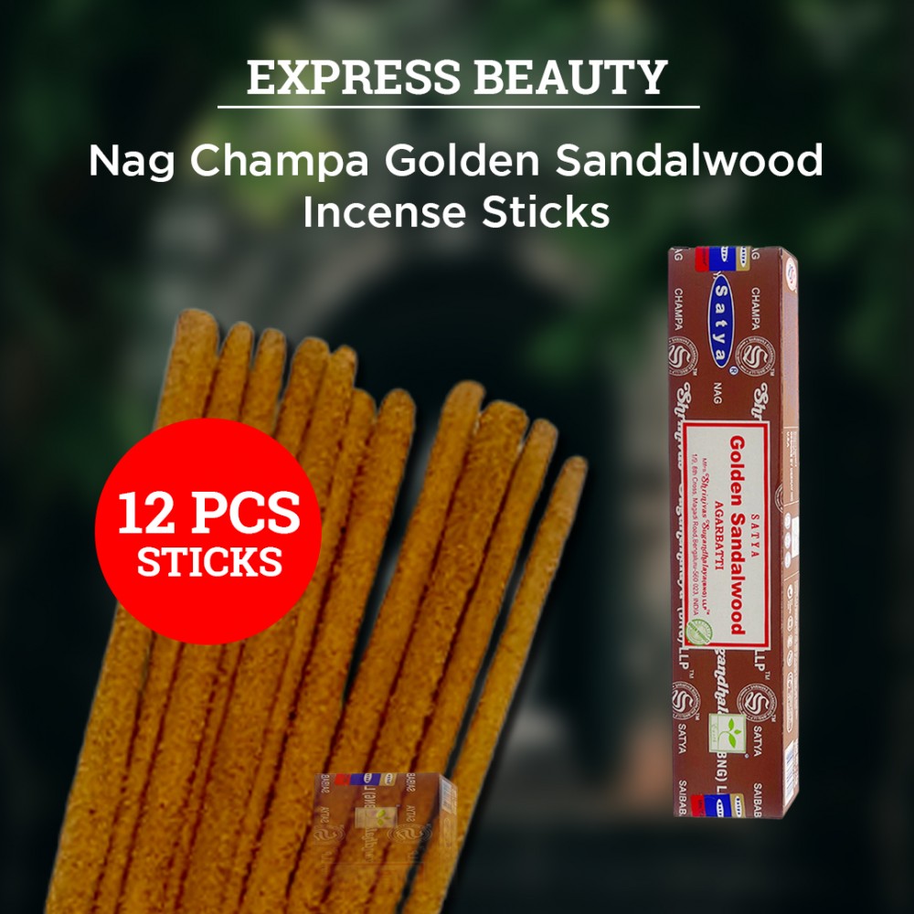 Free Shipping Easy Shine Beauty Nag Champa Golden Sandalwood Incense Sticks, Authentic Agarbatti for Relaxation and Non-Toxic Incense - (12 Pack Set)