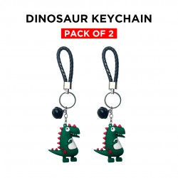 Ebo Premium Silicone Keychain Cartoon Dinosaur Key Ring For Kids Dinosaur Key Chain ( Dark Green ) - 2 Pcs