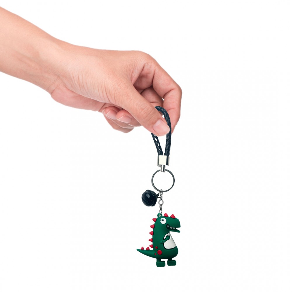 Free Shipping Ebo Premium Silicone Keychain Cartoon Dinosaur Key Ring for Kids Dinosaur Key Chain ( Dark Green ) - 2 Pcs