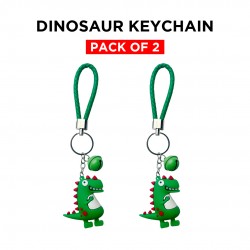 Ebo Premium Silicone Keychain Cartoon Dinosaur Key Ring For Kids Dinosaur Key Chain ( Green ) - 2 Pcs