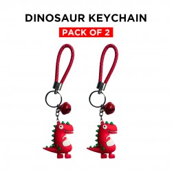 Ebo Premium Silicone Keychain Cartoon Dinosaur Key Ring For Kids Dinosaur Key Chain ( Red ) - 2 Pcs