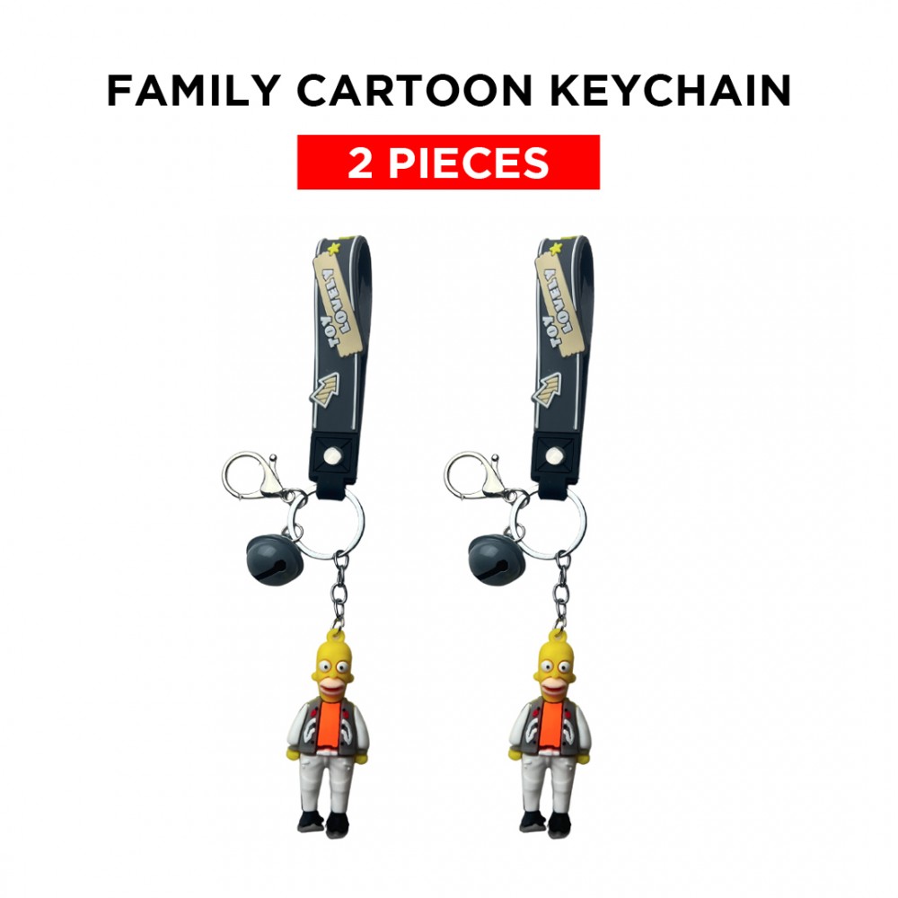 Free Shipping Ebo Premium Anime Character Silicone Family Model Keychain Cartoon Key Ring for Kids Family Dad Key Chain - 2 Pcs