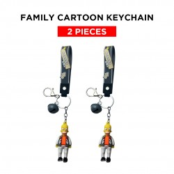 Ebo Premium Anime Character Silicone Family Model Keychain Cartoon Key Ring For Kids Family Dad Key Chain - 2 Pcs