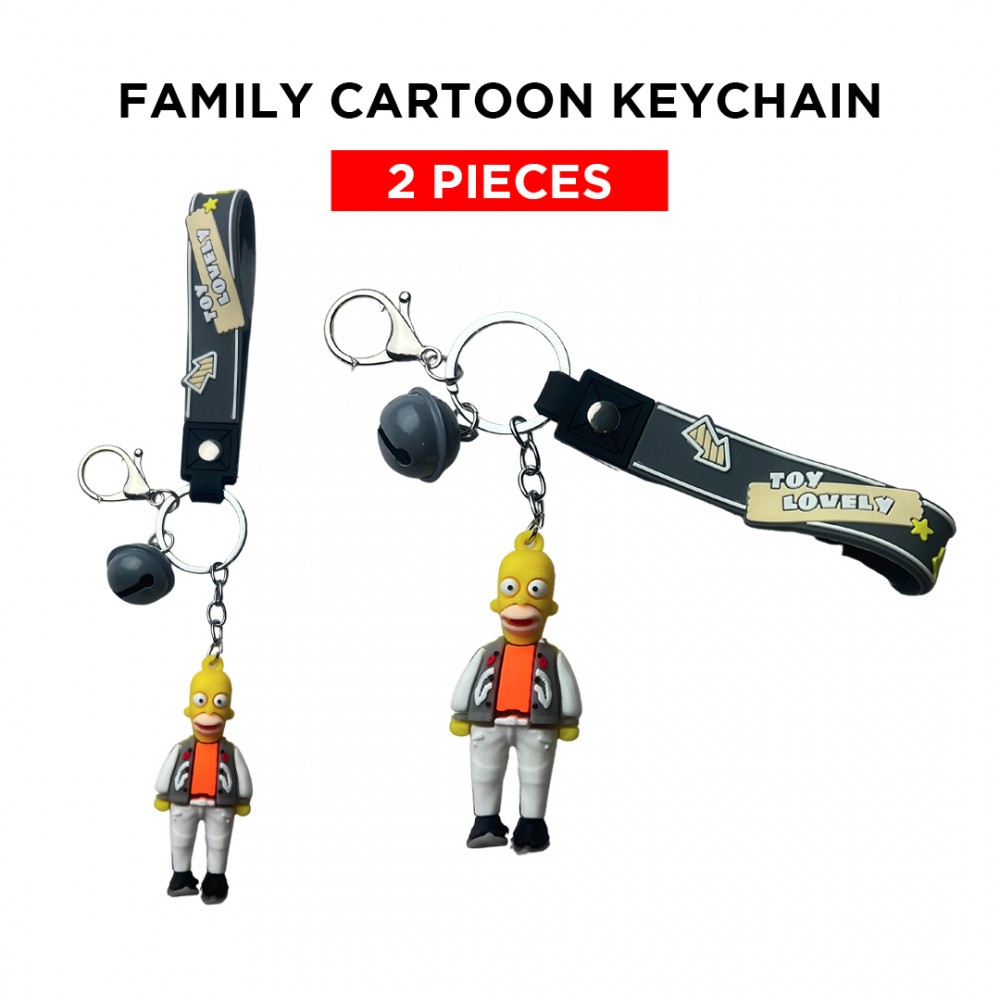 Free Shipping Ebo Premium Anime Character Silicone Family Model Keychain Cartoon Key Ring for Kids Family Dad Key Chain - 2 Pcs