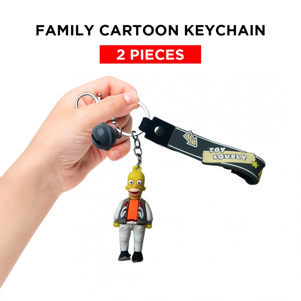 Free Shipping Ebo Premium Anime Character Silicone Family Model Keychain Cartoon Key Ring for Kids Family Dad Key Chain - 2 Pcs