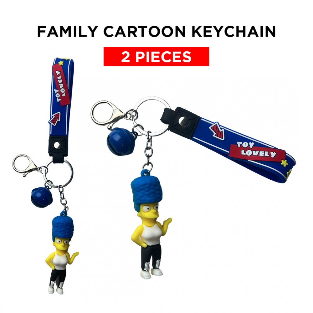 Free Shipping Ebo Premium Anime Character Silicone Family Model Keychain Cartoon Key Ring for Kids Family Mom Key Chain - 2 Pcs