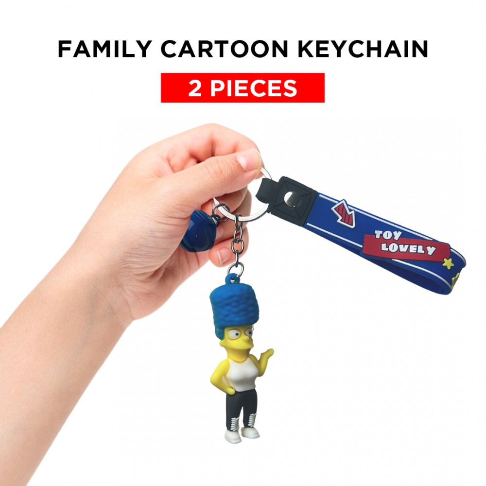 Free Shipping Ebo Premium Anime Character Silicone Family Model Keychain Cartoon Key Ring for Kids Family Mom Key Chain - 2 Pcs