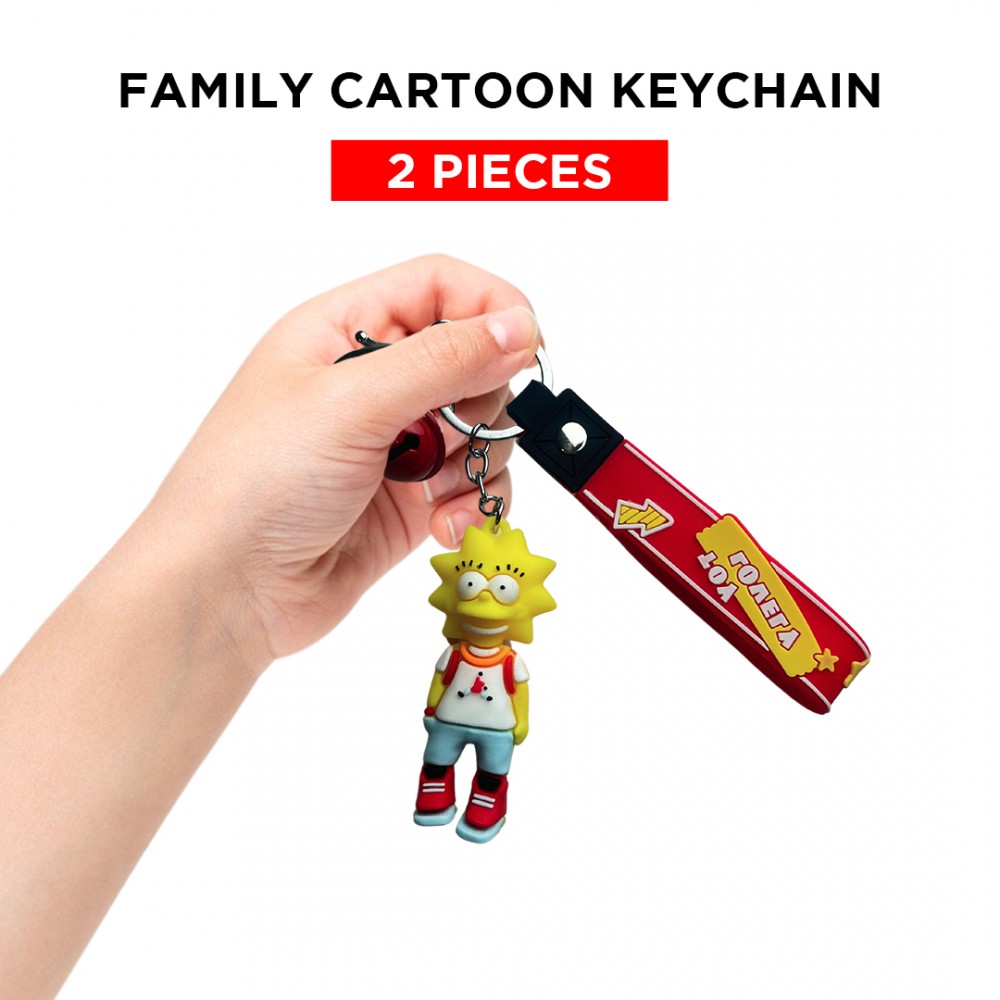 Free Shipping Ebo Premium Anime Character Silicone Family Model Keychain Cartoon Key Ring for Kids Family Girl Key Chain - 2 Pcs