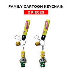 Ebo Premium Anime Character Silicone Family Model Keychain Cartoon Key Ring For Kids Family Boy Key Chain - 2 Pcs