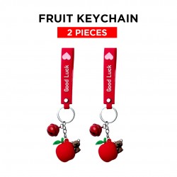 Ebo Premium Silicone Fruit Keychain Apple Key Ring For Kids Fruit Key Chain ( Red ) - 2 Pcs