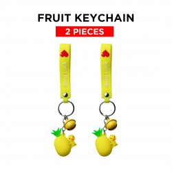 Ebo Premium Silicone Fruit Keychain Pineapple Key Ring For Kids Fruit Key Chain ( Yellow ) - 2 Pcs