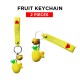 Free Shipping Ebo Premium Silicone Fruit Keychain Pineapple Key Ring for Kids Fruit Key Chain ( Yellow ) - 2 Pcs