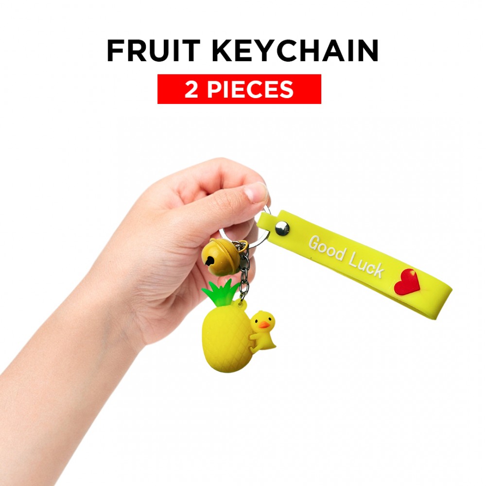 Free Shipping Ebo Premium Silicone Fruit Keychain Pineapple Key Ring for Kids Fruit Key Chain ( Yellow ) - 2 Pcs