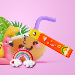 Ebo Premium Stylish Cute Silicone Keychain Rainbow Key Ring For Kids Rainbow Key Chain ( Orange ) - 2 Pcs Ebo Premium Stylish Cute Silicone Keychain Rainbow Key Ring For Kids Rainbow Key Chain ( Orange ) - 2 Pcs