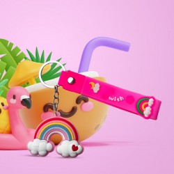 Ebo Premium Stylish Cute Silicone Keychain Rainbow Key Ring For Kids Rainbow Key Chain ( Pink ) - 2 Pcs Ebo Premium Stylish Cute Silicone Keychain Rainbow Key Ring For Kids Rainbow Key Chain ( Pink ) - 2 Pcs