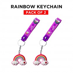 Ebo Premium Stylish Cute Silicone Keychain Rainbow Key Ring For Kids Rainbow Key Chain ( Purple ) - 2 Pcs