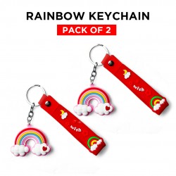 Ebo Premium Stylish Cute Silicone Keychain Rainbow Key Ring For Kids Rainbow Key Chain ( Red ) - 2 Pcs