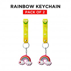 Ebo Premium Stylish Cute Silicone Keychain Rainbow Key Ring For Kids Rainbow Key Chain ( Yellow ) - 2 Pcs