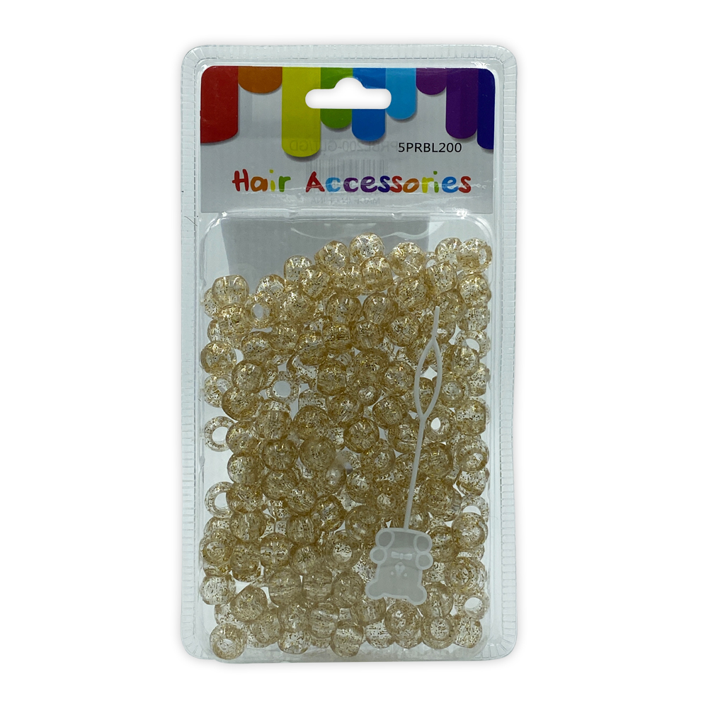 Ebo Glitter Color Round Plastic Hair Beads Braid Hair Glitter Gold 12 Mm 200 Pcs 4 Oz