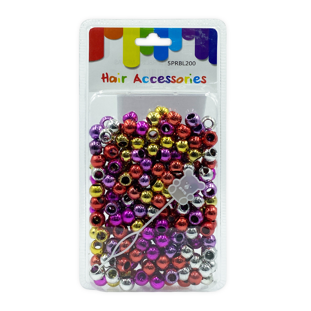 Ebo Glitter Color Round Plastic Hair Beads Braid Hair Metallic Assorted Color12 Mm 200 Pcs 4 Oz