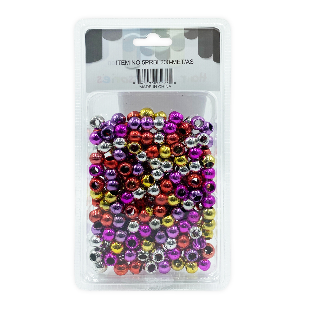 Ebo Glitter Color Round Plastic Hair Beads Braid Hair Metallic Assorted Color12 Mm 200 Pcs 4 Oz