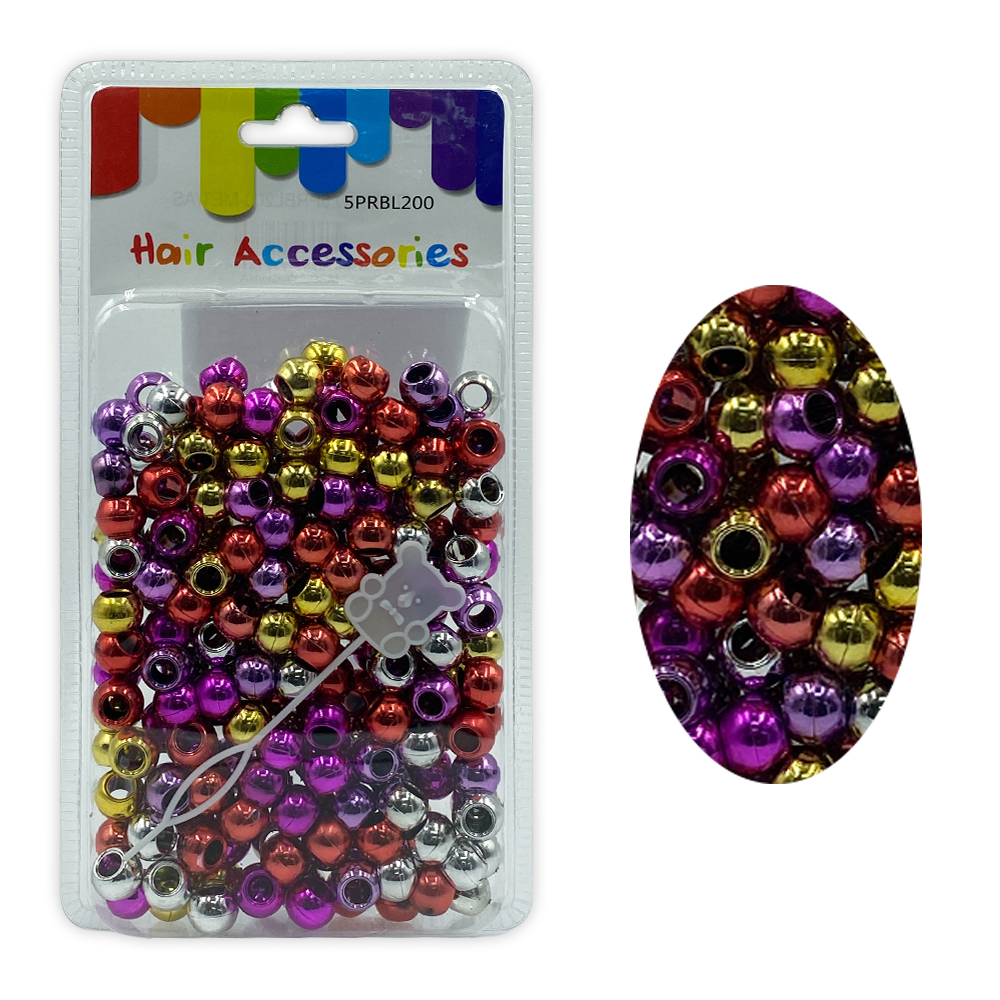 Ebo Glitter Color Round Plastic Hair Beads Braid Hair Metallic Assorted Color12 Mm 200 Pcs 4 Oz