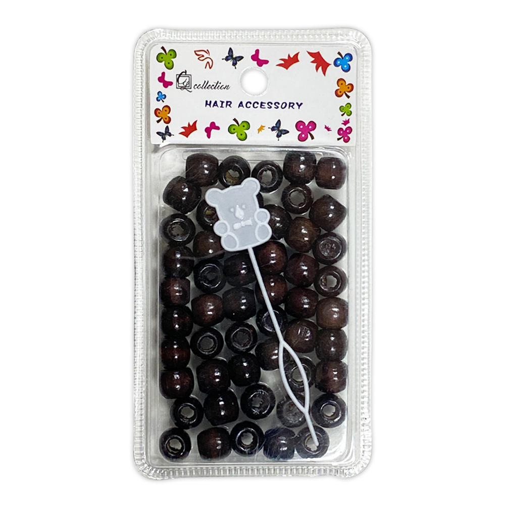 Ebo Color Round Wood Hair Beads Braid Hair Brown