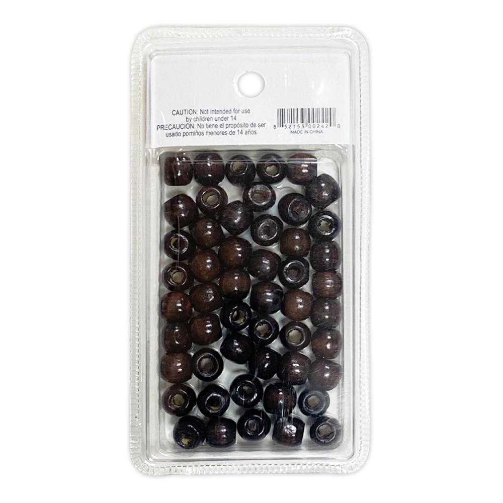 Ebo Color Round Wood Hair Beads Braid Hair Brown
