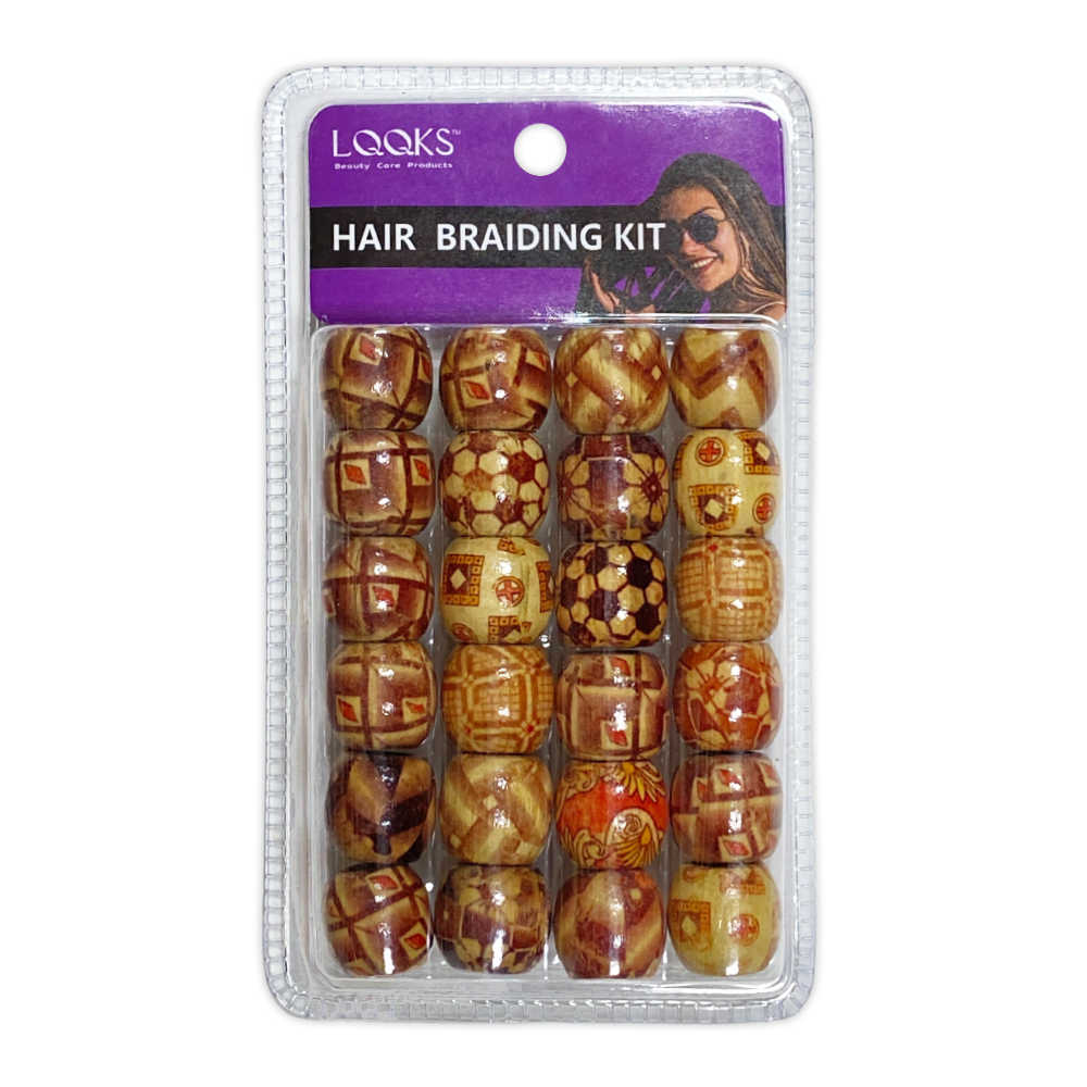 Ebo Color Round Wood Hair Beads Braid Hair Style A