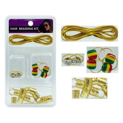 Ebo Braid Hair Ring Hair Decorations Braiding Kit Assorted Style B Gold Ebo Braid Hair Ring Hair Decorations Braiding Kit Assorted Style B Gold