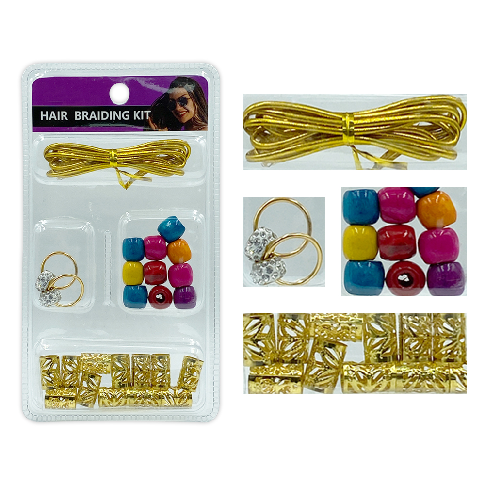 Ebo Braid Hair Ring Hair Decorations Braiding Kit Assorted Style C Gold